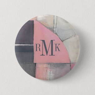 Macaron Rond 5 Cm Jeune mariée de rougissement du monogramme  