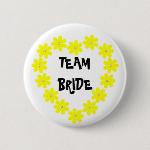 Macaron Rond 5 Cm Jeune mariée d'équipe en jaune