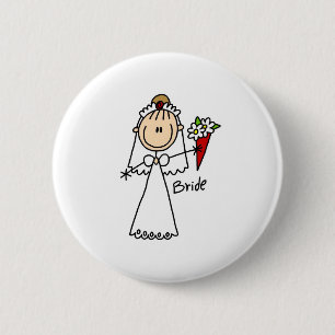 Macaron Rond 5 Cm Jeune mariée jetant le bouton de bouquet