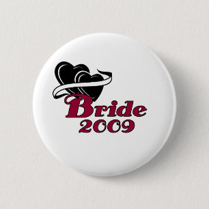 Macaron Rond 5 Cm Jeune mariée noire 2009 de coeurs
