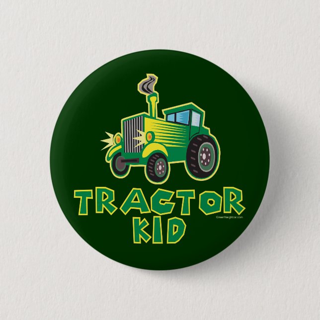 Macaron Rond 5 Cm Jeune Tracteur vert (Devant)