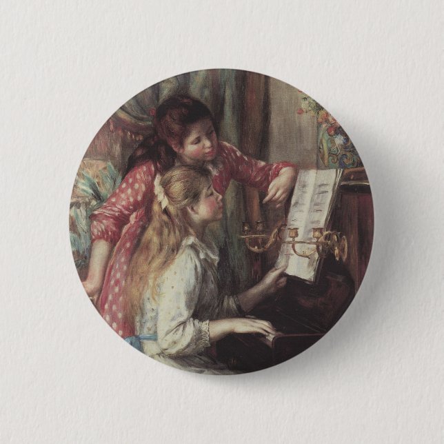 Macaron Rond 5 Cm Jeunes filles au piano par Pierre Renoir (Devant)