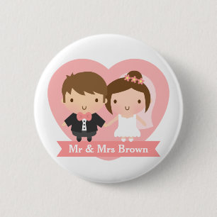 Macaron Rond 5 Cm Jeunes mariés mignons Couple heureux