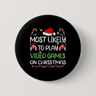 Macaron Rond 5 Cm Jeux vidéo de Noël pour famille de joueurs la plus