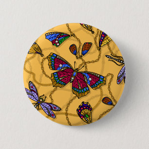 Macaron Rond 5 Cm Jewellery butterflies et dragonflies on yellow