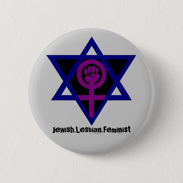 Macaron Rond 5 Cm Jewish.Lesbian.Feminist (Devant)