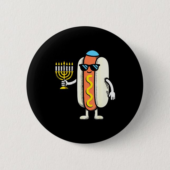 Macaron Rond 5 Cm Jewish Pjs Hotdog Funny Food Hanukkah Pajamas Chan (Devant)