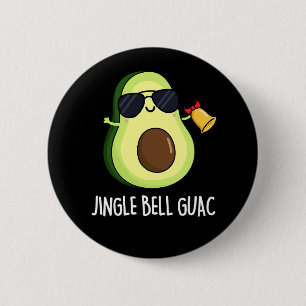 Macaron Rond 5 Cm Jingle Bell Guac Amusant Avocado Pun Dark BG