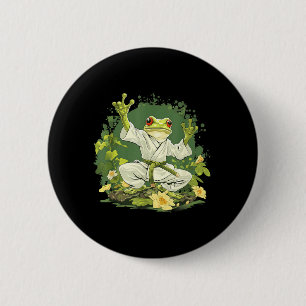 Macaron Rond 5 Cm Jiu-Jitsu Floral MMA Crapaud Taekwondo Grenouille