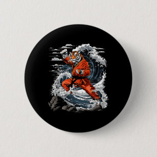 Macaron Rond 5 Cm Jiu-Jitsu Tiger Kung Fu Taekwondo Boxe pieds-poing