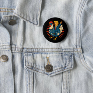 Macaron Rond 5 Cm Jockey de poulet Trump Mème amusant