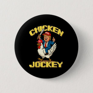 Macaron Rond 5 Cm Jockey de poulet Trump Mème amusant