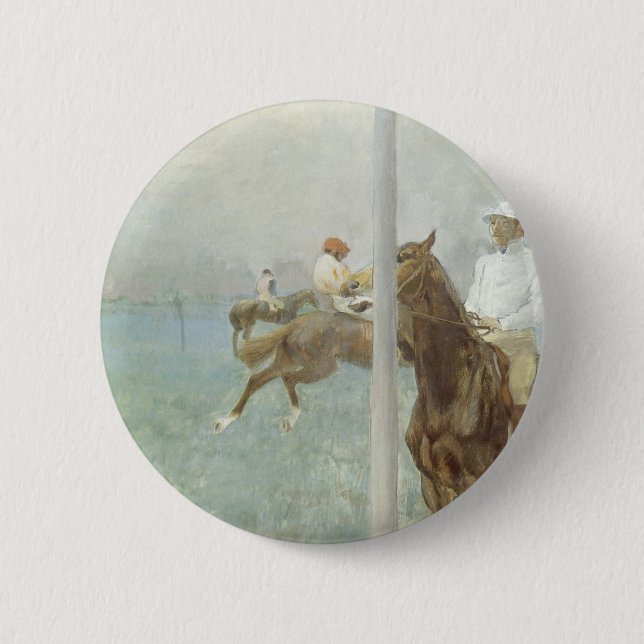 Macaron Rond 5 Cm Jockeys avant la course par Edgar Degas (Devant)