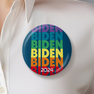 Macaron Rond 5 Cm Joe Biden 2024 - couleurs arc-en-ciel rétrogradé