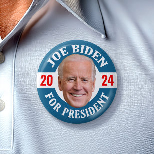 Macaron Rond 5 Cm Joe Biden 2024 pour le président Photo Tête flotta