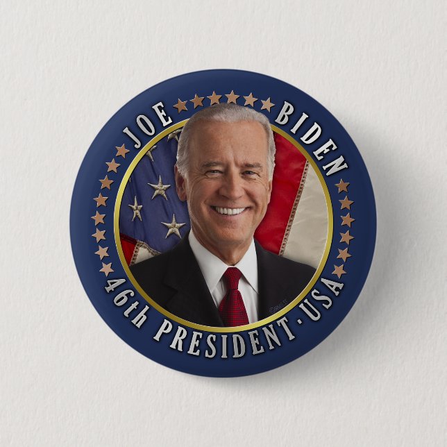 Macaron Rond 5 Cm Joe Biden 46e Président USA Photo commémorative (Devant)