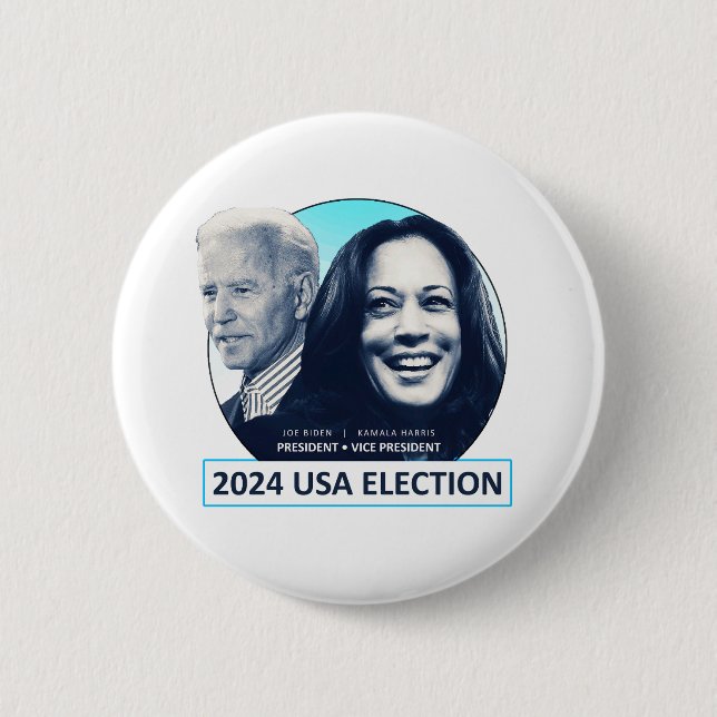 Macaron Rond 5 Cm Joe Biden et Kamala Harris ÉLECTION 2024 USA (Devant)