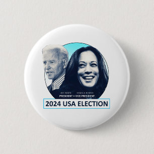 Macaron Rond 5 Cm Joe Biden et Kamala Harris ÉLECTION 2024 USA