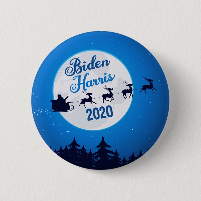 Macaron Rond 5 Cm Joe Biden Kamala Harris 2020 Noël (Devant)