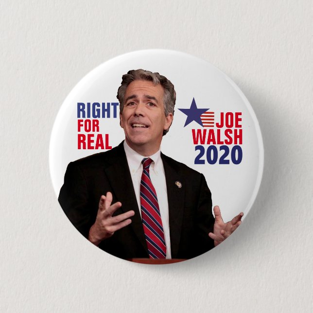 Macaron Rond 5 Cm Joe Walsh pour le Président 2020 (Devant)
