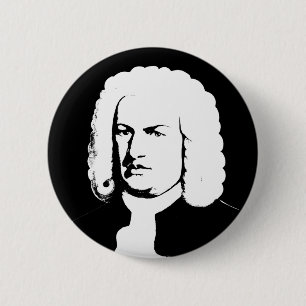 Macaron Rond 5 Cm Johann Sebastian Bach abstrakt in Schwarz und weiß