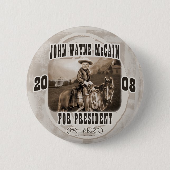 Macaron Rond 5 Cm John Wayne McCain '08 (Devant)
