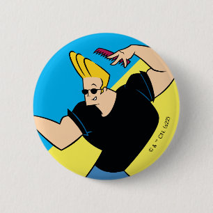 Macaron Rond 5 Cm Johnny Bravo Coiffure