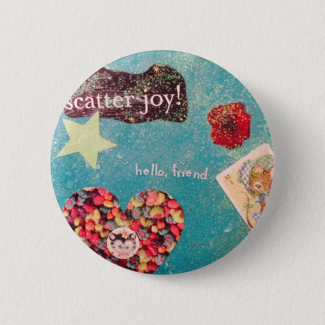 Macaron Rond 5 Cm Joie de dispersion ! Pin de parties scintillantes (Devant)