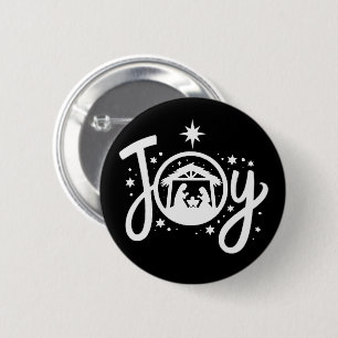 Macaron Rond 5 Cm Joie de Noël chrétienne Jésus Scène de la Nativité