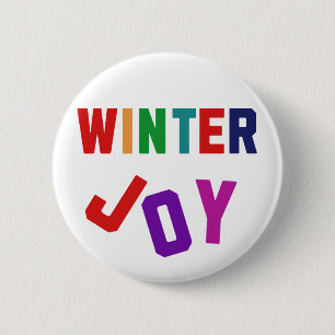 Macaron Rond 5 Cm Joie d'hiver - Lettres colorées douillettes