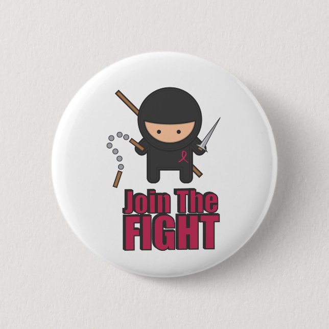 Macaron Rond 5 Cm Joignez le combat contre le cancer du sein (Devant)