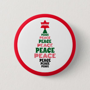 Macaron Rond 5 Cm Joli arbre de Noël rouge et vert blanc