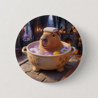 Macaron Rond 5 Cm Joli bain de spa au chaudron capybara bouton pin