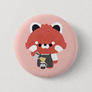 Macaron Rond 5 Cm Joli Barista Panda Rouge