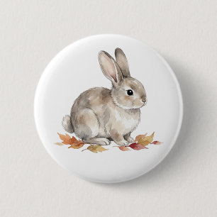 Macaron Rond 5 Cm Joli Bouton de Lapin à l'Aquarelle Animaux de la F