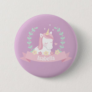 Macaron Rond 5 Cm Joli bouton de licorne magique blanche pour filles