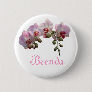 Macaron Rond 5 Cm joli bouton de nom personnel de fleurs d'orchidée 