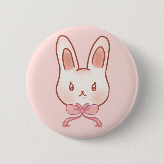 Macaron Rond 5 Cm Joli bouton lapin rose ruban