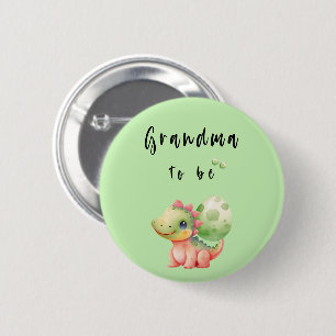 Macaron Rond 5 Cm Joli Bouton Papy/Mamie Futur Dinosaure Bébé Aquare