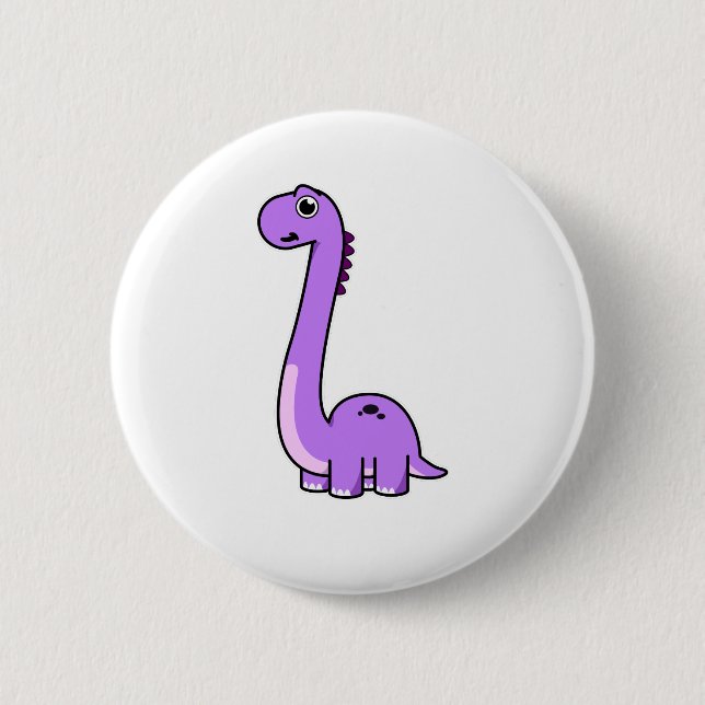 Macaron Rond 5 Cm Joli Brontosaurus Dinosaur Enfants et Adultes Dino (Devant)