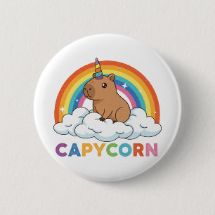 Macaron Rond 5 Cm Joli Capycorne Capybara Licorne Arc-en-ciel