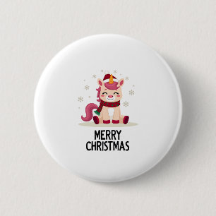 Macaron Rond 5 Cm Joli chapeau de Noël licorne T-Shi de Noël licorne