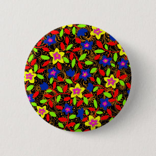 Macaron Rond 5 Cm Joli coloré noir magnifique motif floral
