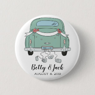 Macaron Rond 5 Cm Joli couple mariage - vintage look juste marié