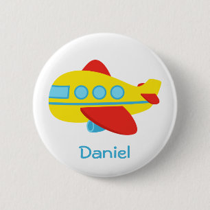 Macaron Rond 5 Cm Joli et Coloré Avion de Ligne