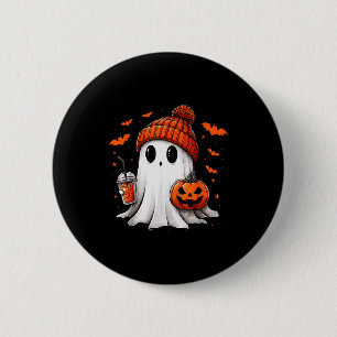 Macaron Rond 5 Cm Joli fantôme buvant un café glacé Halloween Citrou