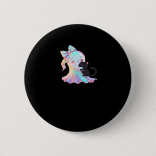 Macaron Rond 5 Cm Joli fantôme Holographique Accrocher Chat Noir Cos