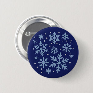 Macaron Rond 5 Cm Joli flocon de neige Noël Fêtes d'hiver Cozy Xmas