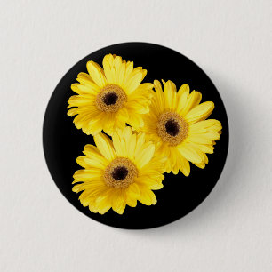 Macaron Rond 5 Cm Joli Gerber Daisy Jaune Grosse Photo