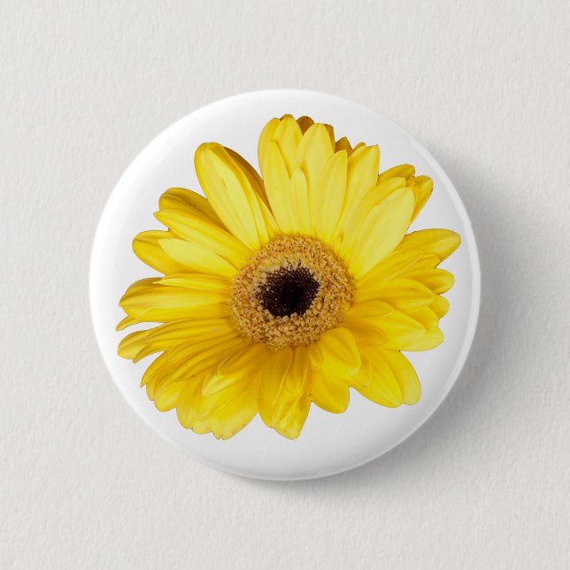 Macaron Rond 5 Cm Joli Gerber Daisy Jaune photo de gros plan (Devant)